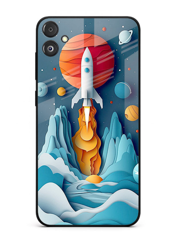 Rocket Planet Launch cosmic rocket artwork Samsung F14 5G glass back cover