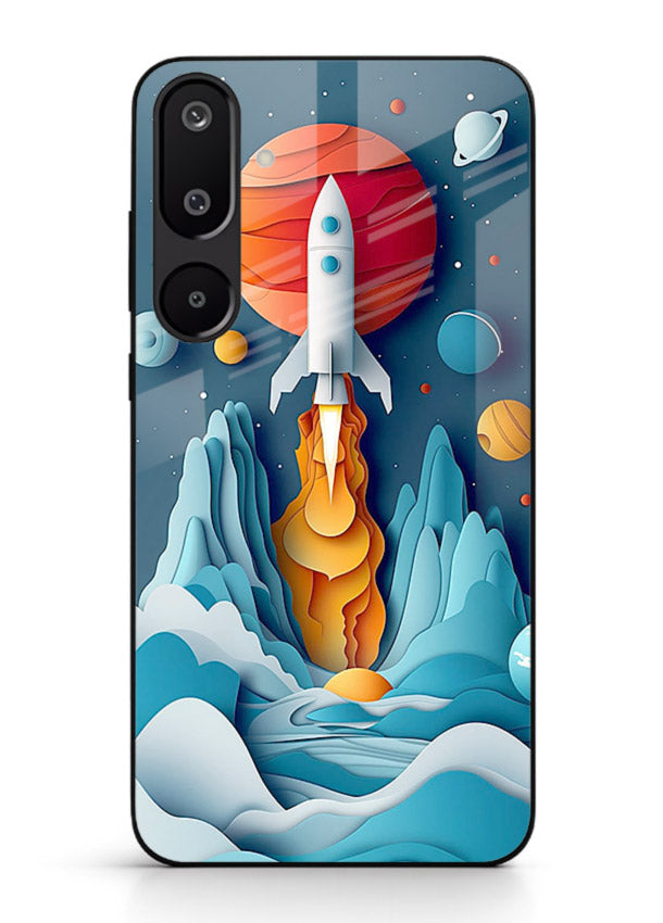 Rocket Planet Launch cosmic rocket artwork Samsung F16 5G glass back cover