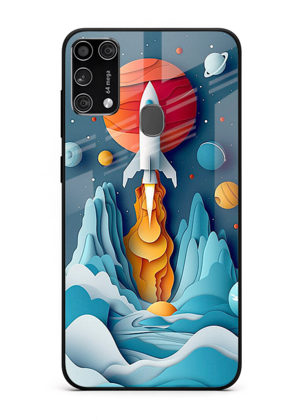 Rocket Planet Launch cosmic rocket artwork Samsung M31 Prime glass back cover