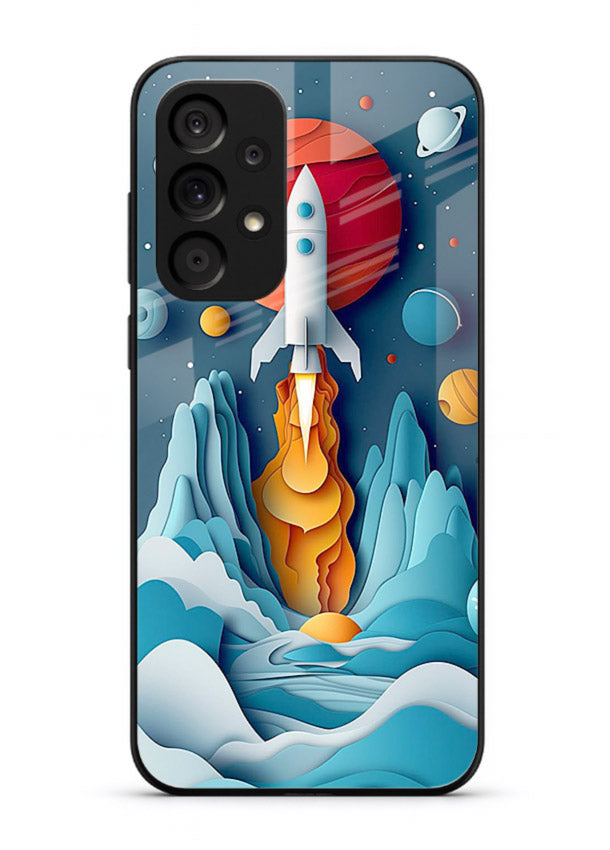 Rocket Planet Launch cosmic rocket artwork Samsung A73 5G glass back cover