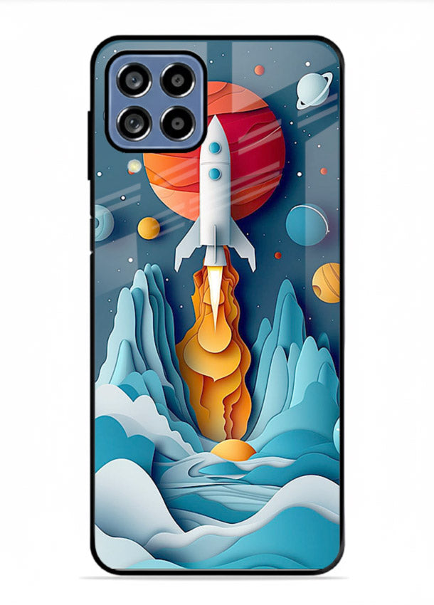 Rocket Planet Launch cosmic rocket artwork Samsung F12 5G glass back cover