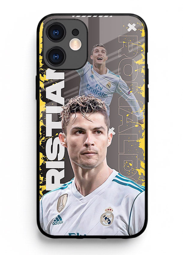 Football player portrait printed on glossy tempered glass iPhone 11 back cover