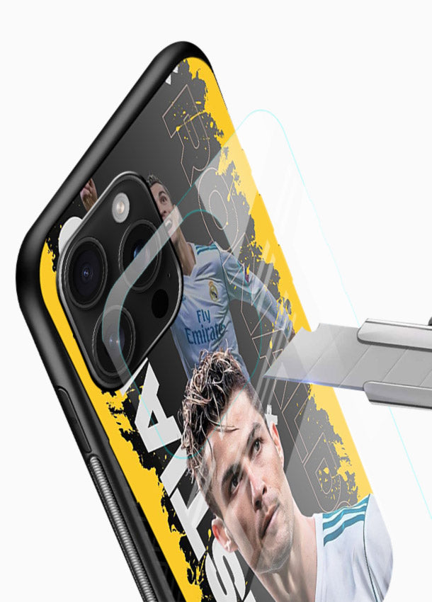 Football player portrait printed on glossy tempered glass mobile back cover - 4