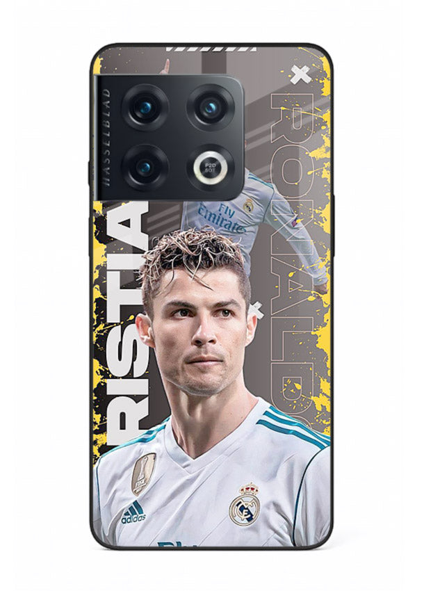 Football player portrait printed on glossy tempered glass OnePlus 10 Pro back cover