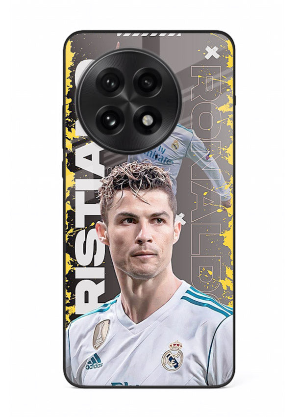 Football player portrait printed on glossy tempered glass OnePlus 13 back cover