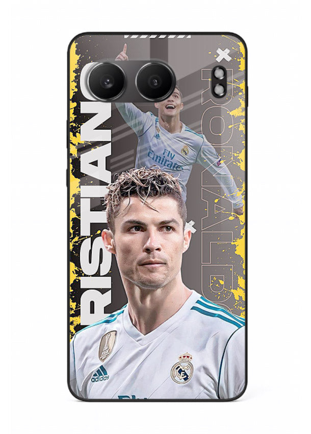 Football player portrait printed on glossy tempered glass OnePlus Nord 4 back cover