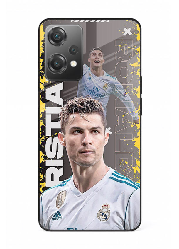 Football player portrait printed on glossy tempered glass OnePlus Nord CE2 Lite 5G back cover