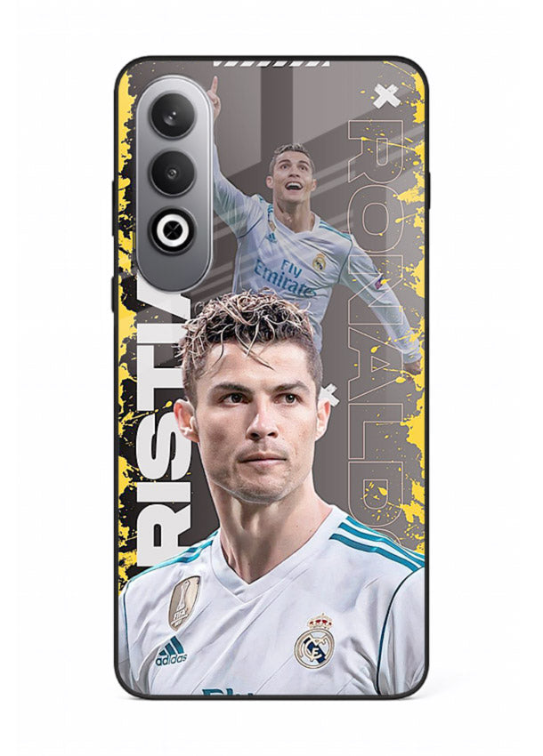 Football player portrait printed on glossy tempered glass OnePlus Nord CE4 back cover