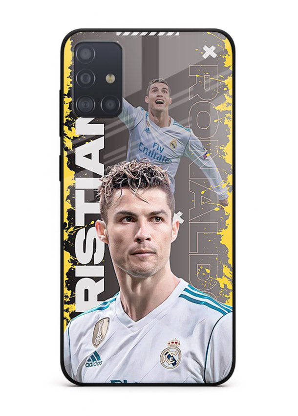 Football player portrait printed on glossy tempered glass Samsung A71 back cover