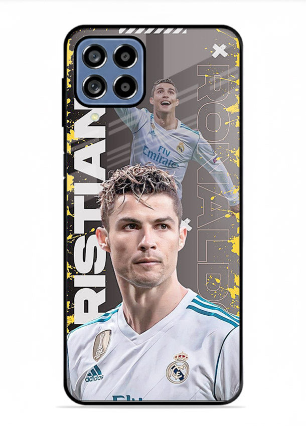 Football player portrait printed on glossy tempered glass Samsung A22 4G back cover