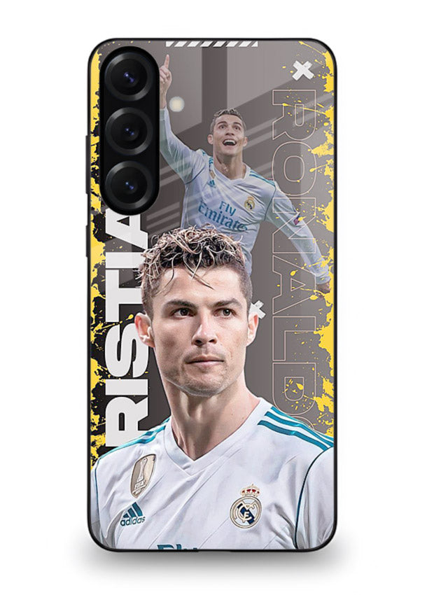 Football player portrait printed on glossy tempered glass Samsung M54 5G back cover