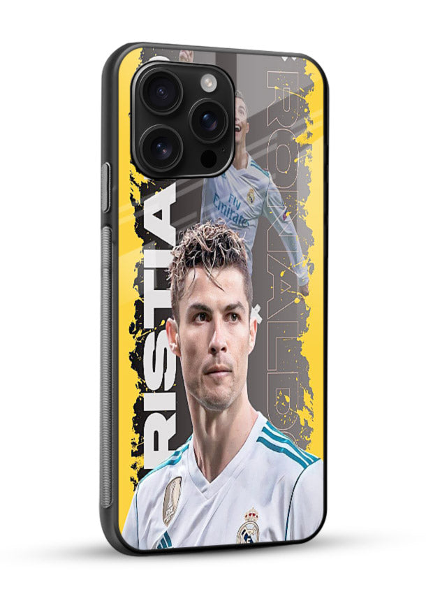 Football player portrait printed on glossy tempered glass mobile back cover - 2