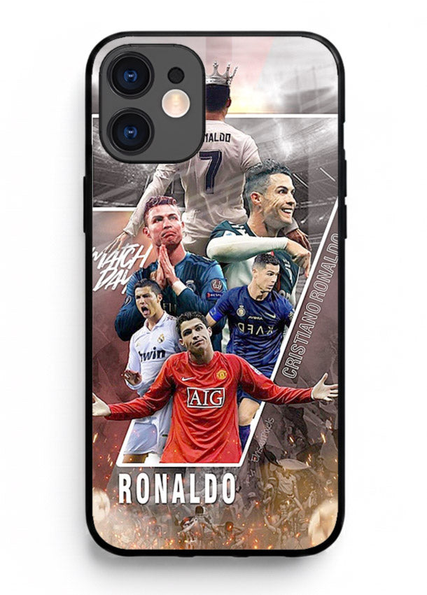 Ronaldo montage artwork printed on tempered glass iPhone 11 back cover