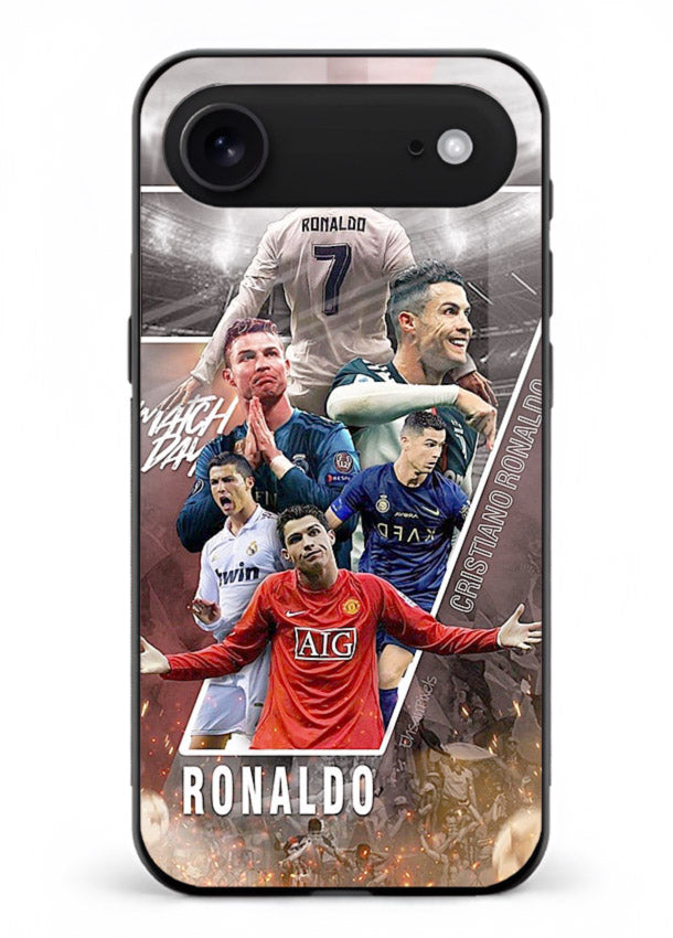 Ronaldo montage artwork printed on tempered glass iPhone 17 Air back cover