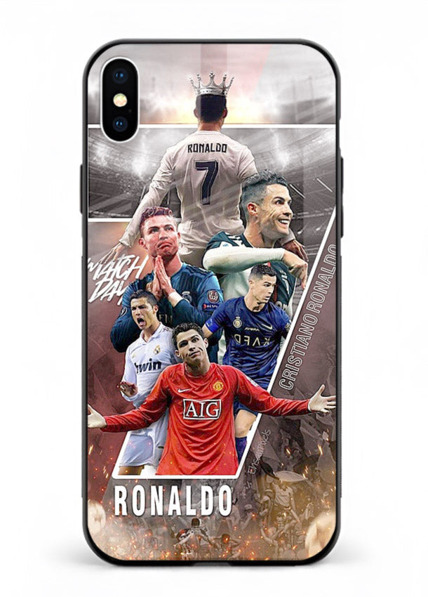 Ronaldo montage artwork printed on tempered glass iPhone XS Max back cover