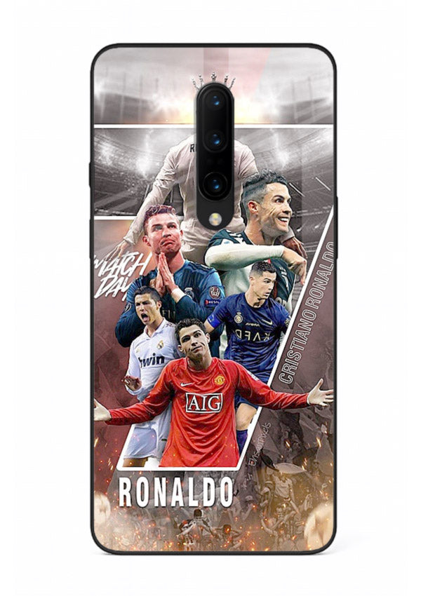 Ronaldo montage artwork printed on tempered glass OnePlus 8 back cover