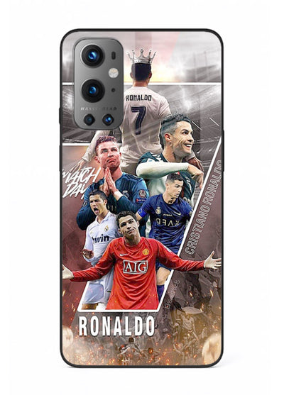 Ronaldo montage artwork printed on tempered glass OnePlus 9 back cover