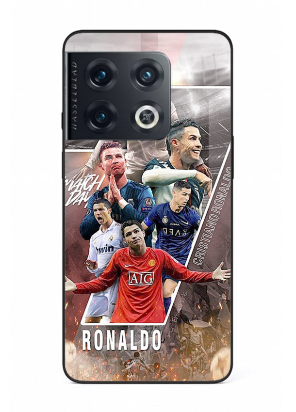 Ronaldo montage artwork printed on tempered glass OnePlus 10 Pro back cover