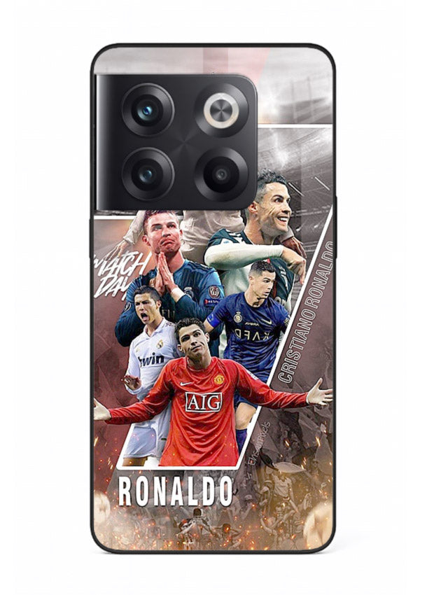 Ronaldo montage artwork printed on tempered glass OnePlus 10T back cover