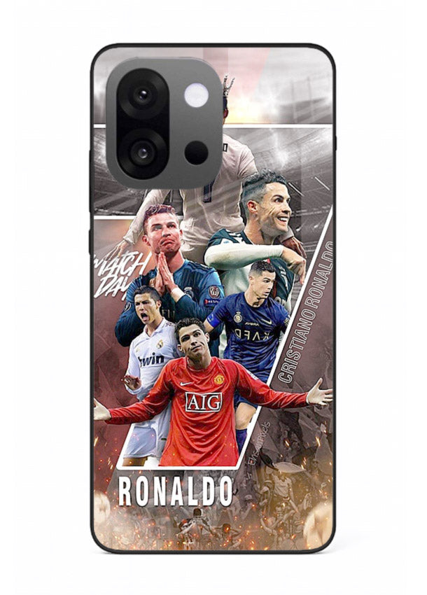 Ronaldo montage artwork printed on tempered glass OnePlus 13s back cover