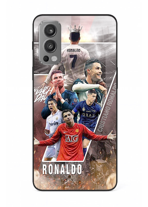 Ronaldo montage artwork printed on tempered glass OnePlus Nord 2 back cover