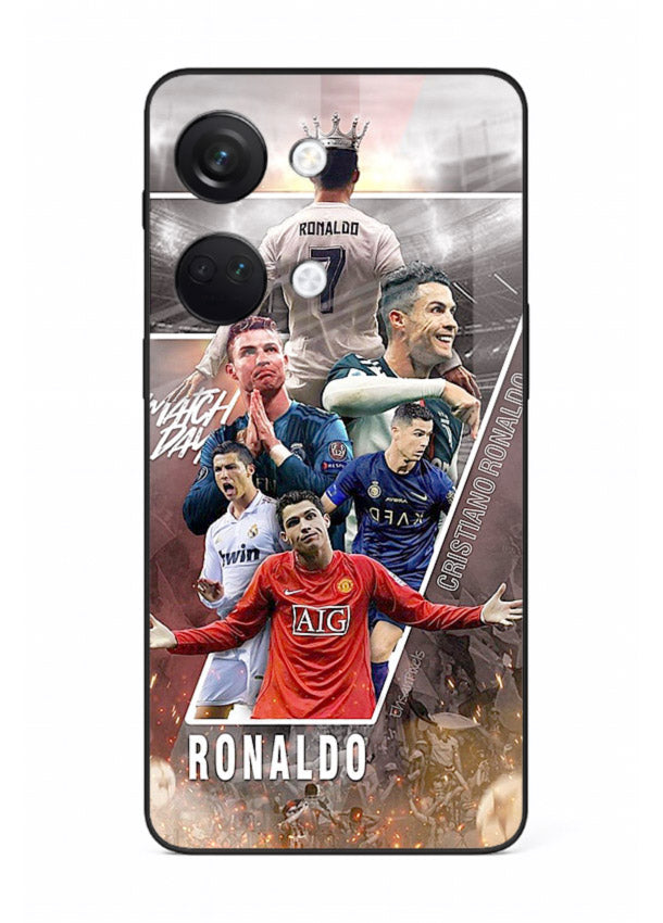 Ronaldo montage artwork printed on tempered glass OnePlus Nord 3 back cover