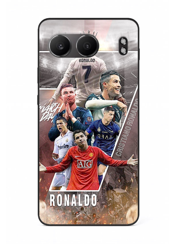 Ronaldo montage artwork printed on tempered glass OnePlus Nord 4 back cover