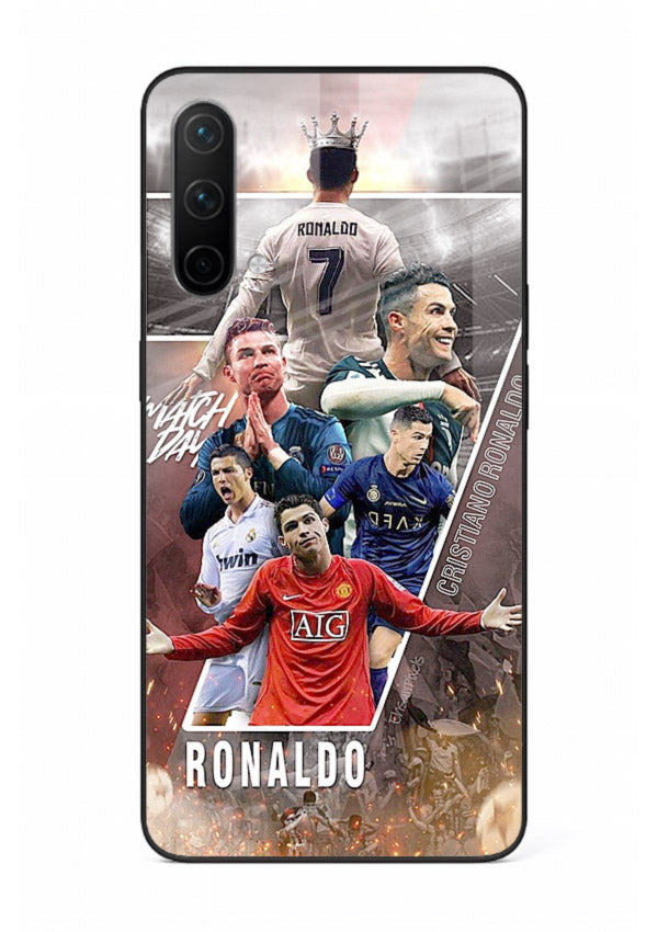 Ronaldo montage artwork printed on tempered glass OnePlus Nord CE 5G back cover