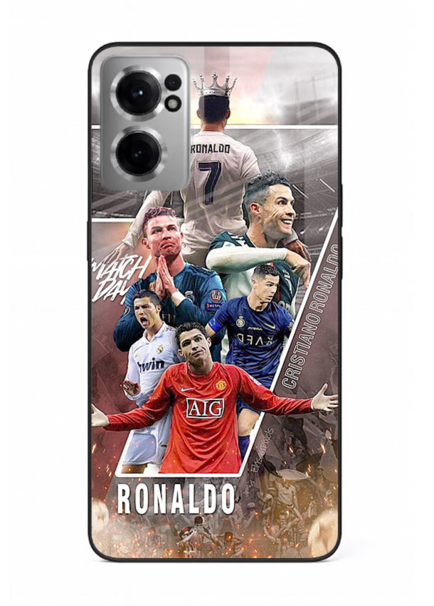 Ronaldo montage artwork printed on tempered glass OnePlus Nord CE2 5G back cover