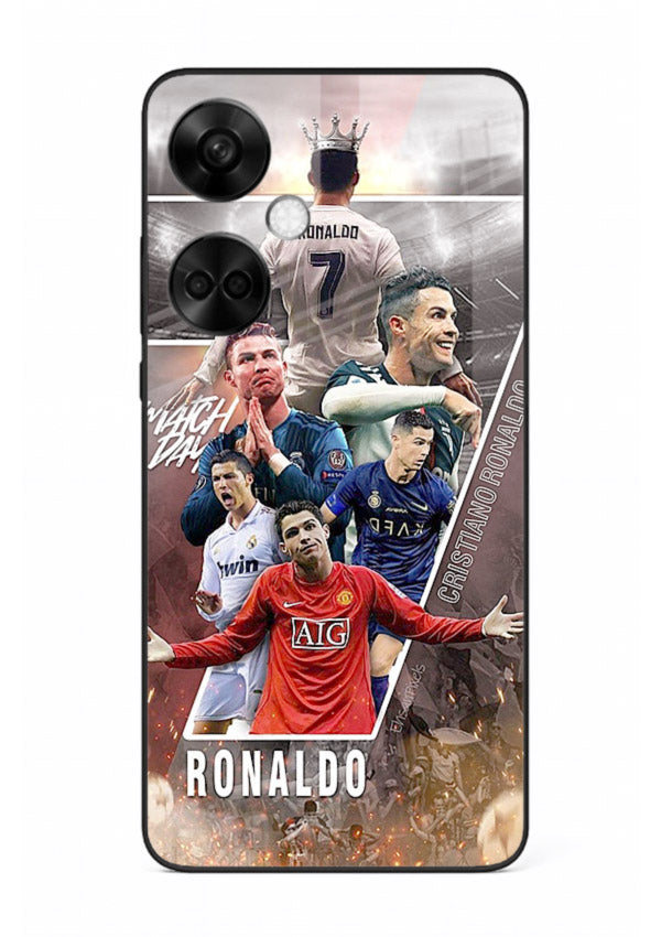 Ronaldo montage artwork printed on tempered glass OnePlus Nord CE3 back cover