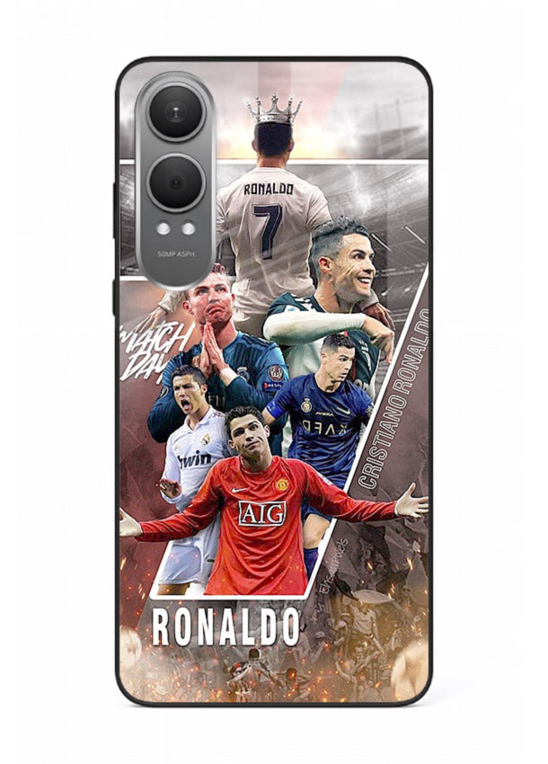 Ronaldo montage artwork printed on tempered glass OnePlus Nord CE4 Lite back cover