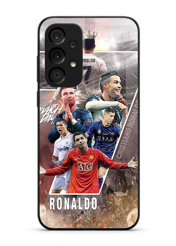 Ronaldo montage artwork printed on tempered glass Samsung A52 back cover