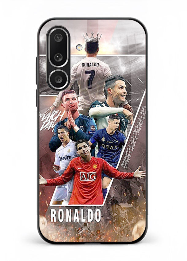 Ronaldo montage artwork printed on tempered glass Samsung M36 5G back cover