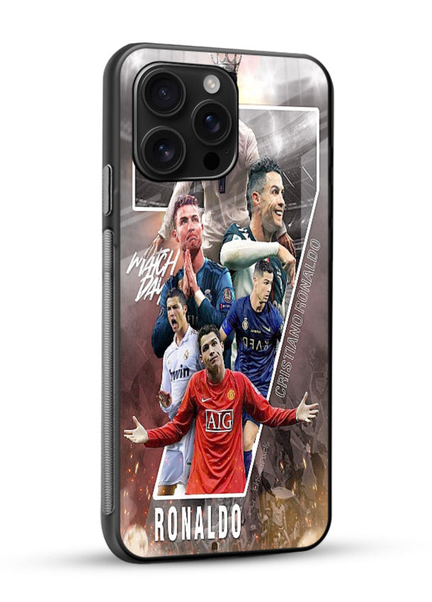 Ronaldo montage artwork printed on tempered glass mobile back cover - 2
