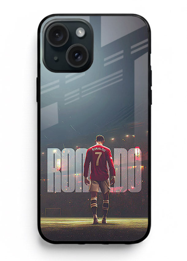Ronaldo stadium night artwork printed on premium tempered glass iPhone 14 back cover