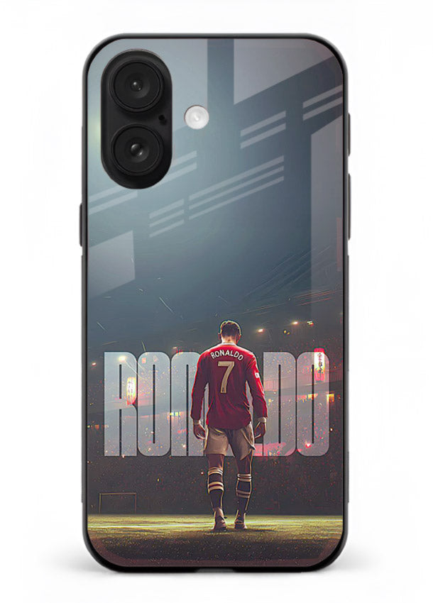 Ronaldo stadium night artwork printed on premium tempered glass iPhone 18 back cover