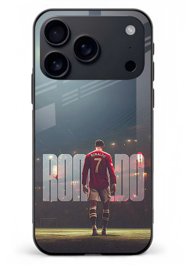 Ronaldo stadium night artwork printed on premium tempered glass iPhone 18 Pro Max back cover