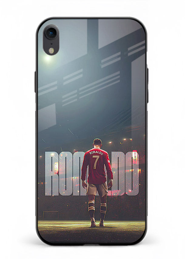 Ronaldo stadium night artwork printed on premium tempered glass iPhone XR back cover