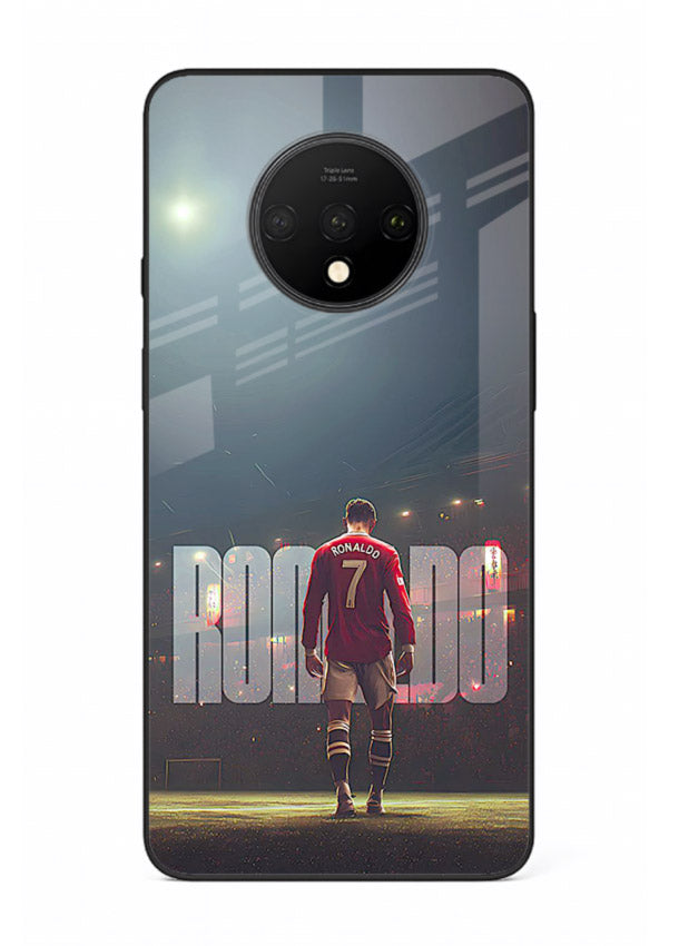 Ronaldo stadium night artwork printed on premium tempered glass OnePlus 7T back cover