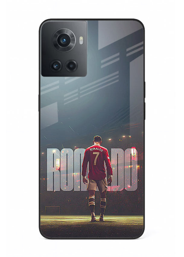 Ronaldo stadium night artwork printed on premium tempered glass OnePlus 10R back cover