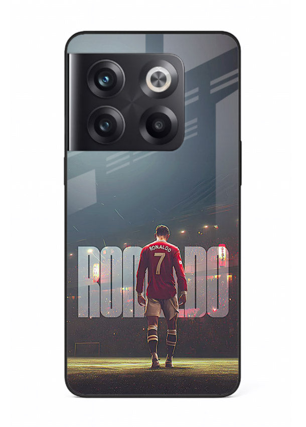 Ronaldo stadium night artwork printed on premium tempered glass OnePlus 10T back cover
