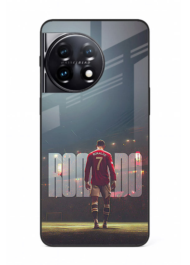 Ronaldo stadium night artwork printed on premium tempered glass OnePlus 11R back cover