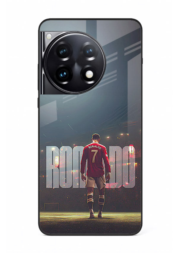 Ronaldo stadium night artwork printed on premium tempered glass OnePlus 12R back cover