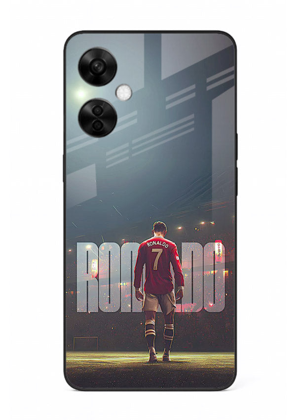 Ronaldo stadium night artwork printed on premium tempered glass OnePlus Nord CE3 Lite back cover