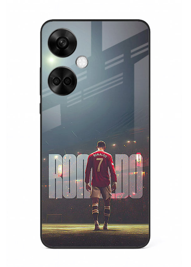 Ronaldo stadium night artwork printed on premium tempered glass OnePlus Nord CE3 back cover