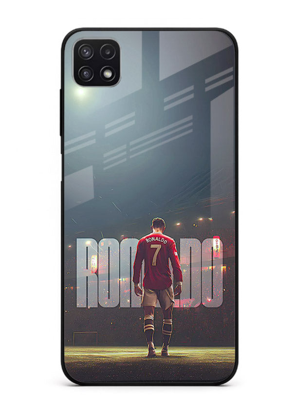 Ronaldo stadium night artwork printed on premium tempered glass Samsung F42 5G back cover