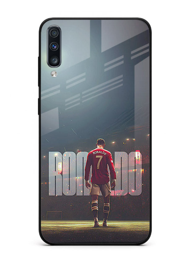 Ronaldo stadium night artwork printed on premium tempered glass Samsung A50 back cover
