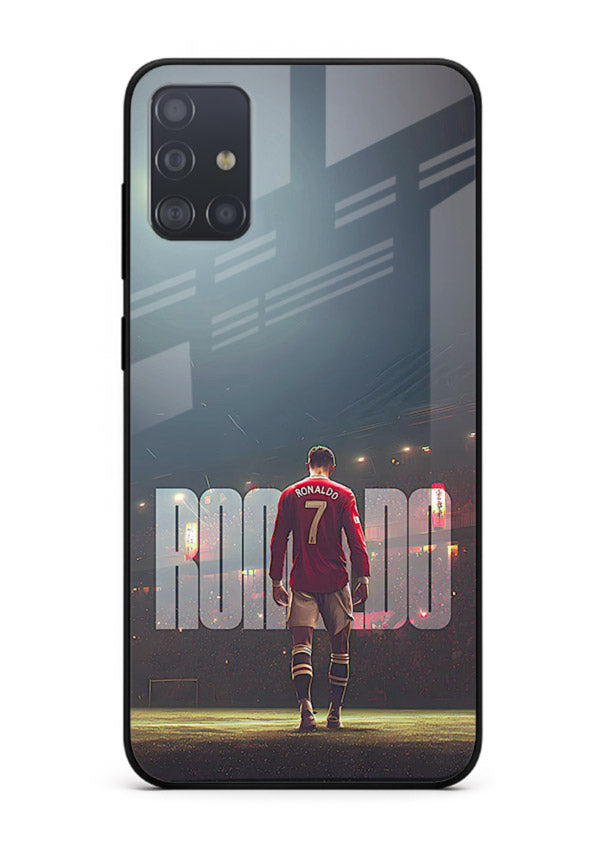 Ronaldo stadium night artwork printed on premium tempered glass Samsung A71 back cover