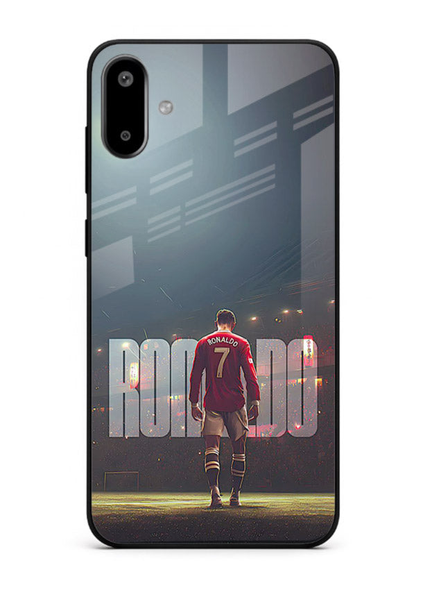 Ronaldo stadium night artwork printed on premium tempered glass Samsung F06 5G back cover