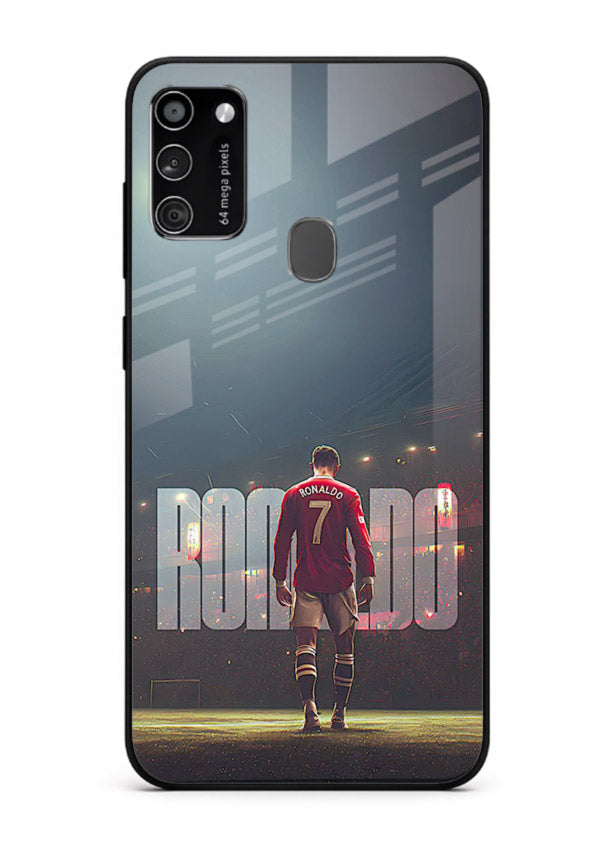 Ronaldo stadium night artwork printed on premium tempered glass Samsung M21 back cover